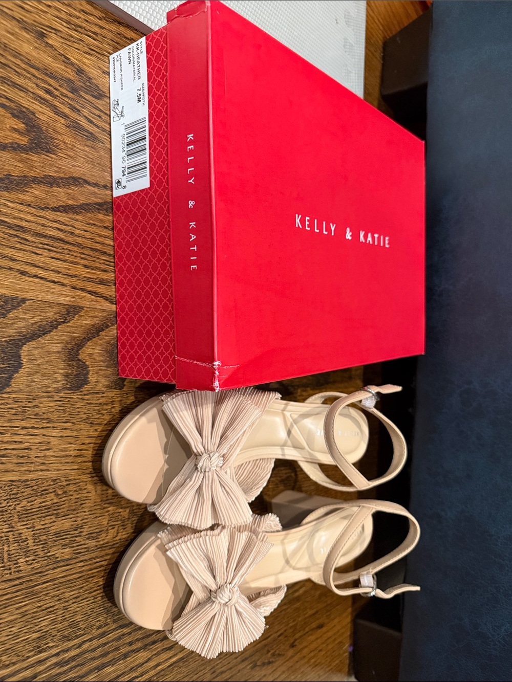Kelly & Katie Girls Nude Bow Ankle-Strap Sandals